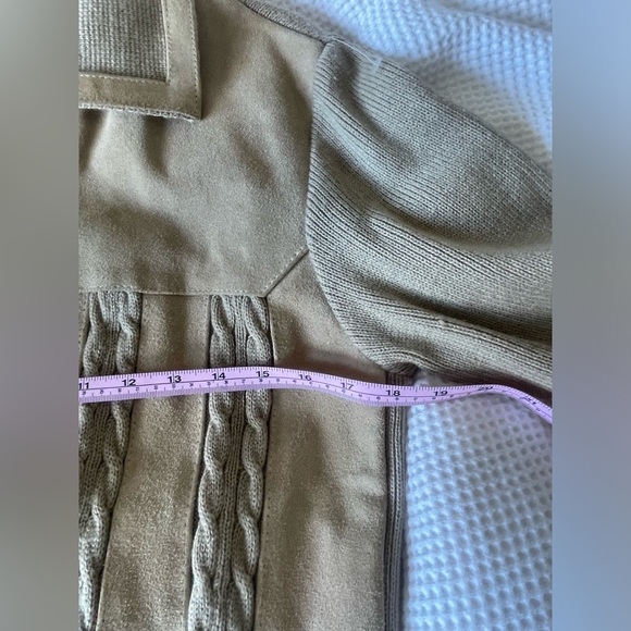 Unisex vintage Arctic Fox Tan Zip-Up leather front Sweater with Cable Knit NWOT - Picture 6 of 9